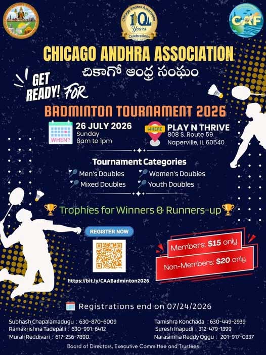 Giải Cầu lông Chicago Andhra Association 2026